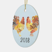チキンカラフルペア記念の年 セラミックオーナメント (左)