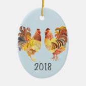 チキンカラフルペア記念の年 セラミックオーナメント (正面)