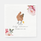 チキンガールピンクフローラ赤ちゃんシャワーシック スタンダードランチョンナプキン (正面)