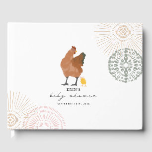チキンガール赤ちゃんシャワーピンクのセージ ゲストブック