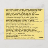 チキンキャセロールレシピ葉書 ポストカード (裏面)