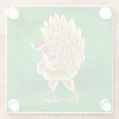 チキンクリスマスオングリーン ガラスコースター (裏面)