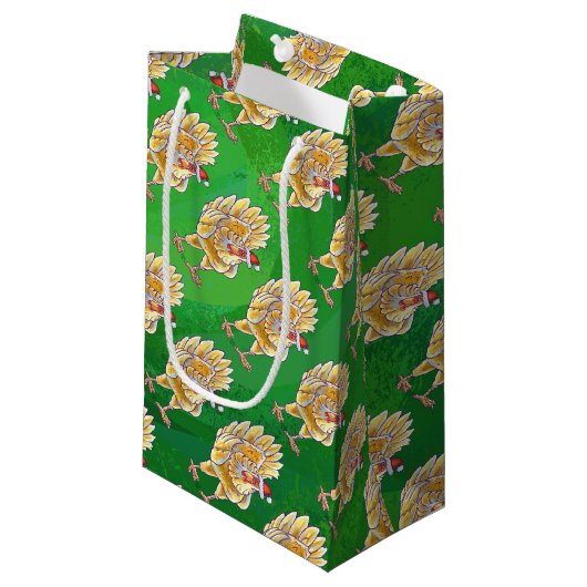 チキンクリスマスオングリーン スモールペーパーバッグ (正面アングル)