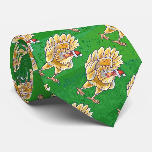 チキンクリスマスオングリーン ネクタイ (ロール)
