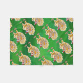 チキンクリスマスオングリーン フリースブランケット (正面(横))