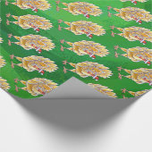 チキンクリスマスオングリーン ラッピングペーパー (角)