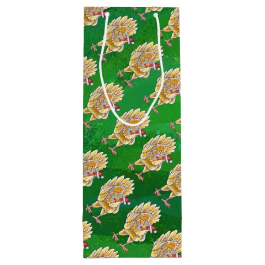 チキンクリスマスオングリーン ワインギフトバッグ (裏面)