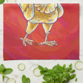 チキンクリスマスオンレッド キッチンタオル (折り畳み)