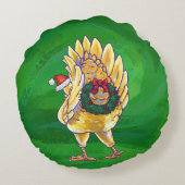 チキンクリスマスオンレッド ラウンドクッション (裏面)