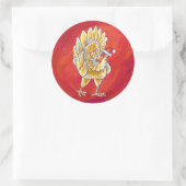 チキンクリスマスオンレッド ラウンドシール (バッグ)