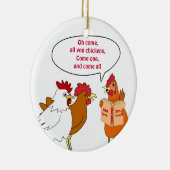 チキンクリスマスオーナメントキャロルを歌うカスタム セラミックオーナメント (右)