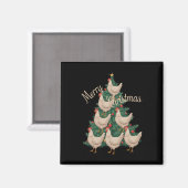 チキンクリスマスツリーおもしろいチキンクリスマスツリー マグネット (正面/裏面)