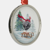 チキンクリスマスツリーオーナメントかわいいソリ編み メタルオーナメント (右)