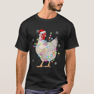チキンクリスマスツリーサンタおもしろいクリスマスライツチー Tシャツ