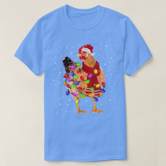 チキンクリスマスツリーサンタハットフェアリーライトアロウ Tシャツ (デザイン正面)