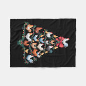 チキンクリスマスツリーファームアニマルホリデーデコール フリースブランケット (正面(横))