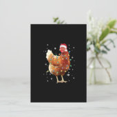 チキンクリスマスツリーライトサンタハットおもしろいクリスマス 招待状 (スタンド正面)
