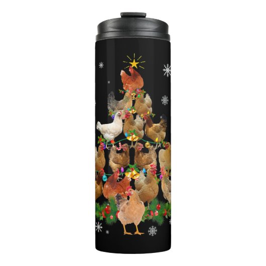 チキンクリスマスツリーライトチキンおもしろいクリスマス タンブラー (正面)