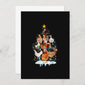 チキンクリスマスツリーライトチキンおもしろい恋人 招待状 (正面/裏面)