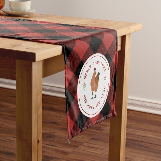 チキンクリスマスバッファロープレイド ショートテーブルランナー (インサイチュ)