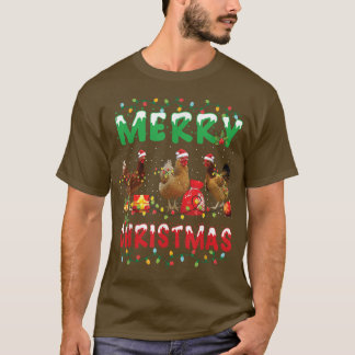 チキンクリスマスフェアリーライトメリークリスマスチキン Tシャツ