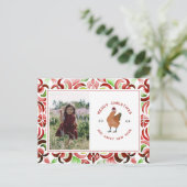 チキンクリスマスフォトウォーターカラー シーズンポストカード (スタンド正面)