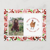 チキンクリスマスフォトウォーターカラー シーズンポストカード (正面)