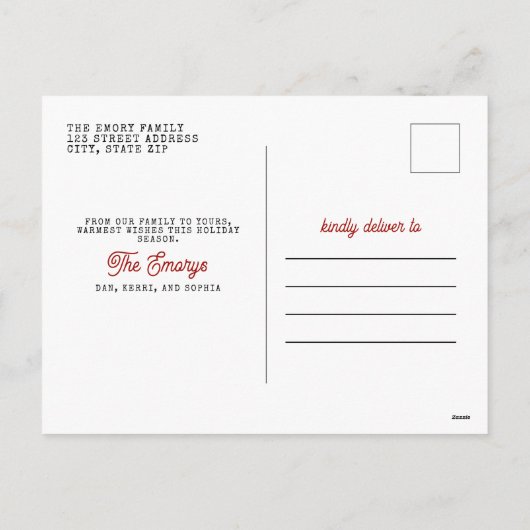 チキンクリスマスフォトバッファロープレイド シーズンポストカード (裏面)