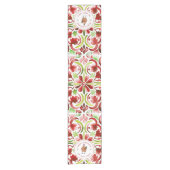 チキンクリスマスレッド&グリーンウォーター色 ショートテーブルランナー (正面)