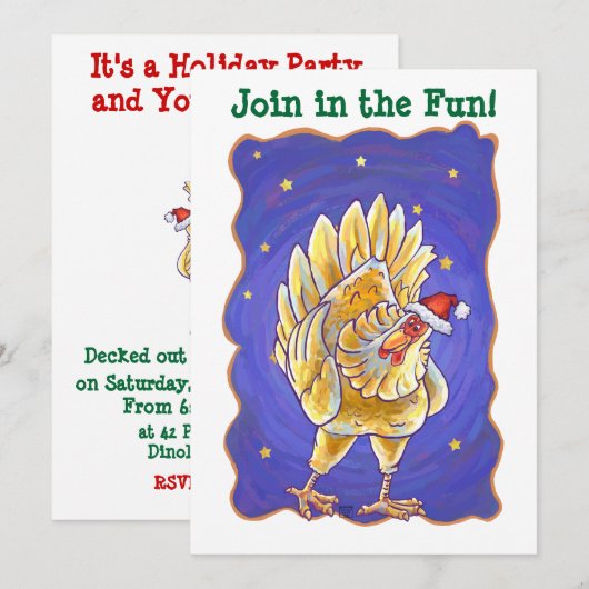 チキンクリスマス 招待状 (正面/裏面)