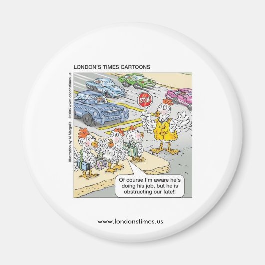 チキンクロッシングロードおもしろいノベルティ磁石 マグネット (正面)