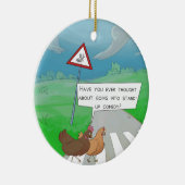 チキンクロッシングロードおもしろい漫画 セラミックオーナメント (右)