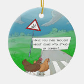 チキンクロッシングロードおもしろい漫画 セラミックオーナメント (正面)