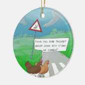 チキンクロッシングロードおもしろい漫画 セラミックオーナメント (左)