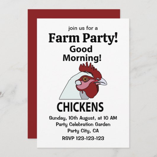 チキングッドモーニングチおもしろいキン 招待状 (正面/裏面)