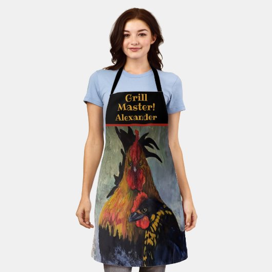 チキングリルマスターパーソナライズされた エプロン (着用した状態)