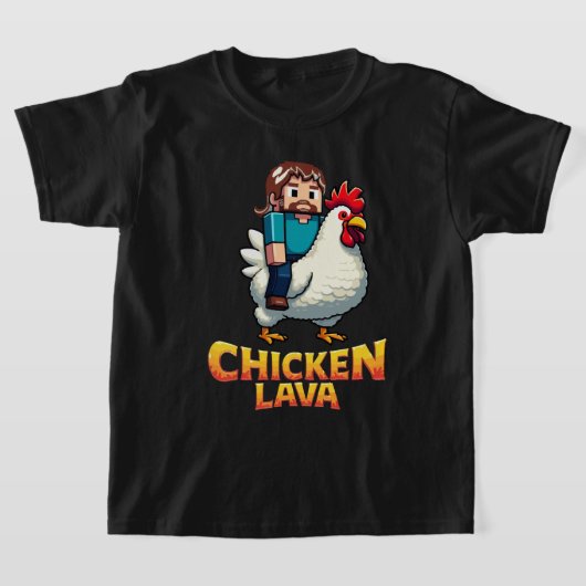 チキンゲーマーTシャツ – 面白い溶岩チキン Tシャツ (レイダウン)