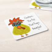 チキンコースター スクエアペーパーコースター (アングル)