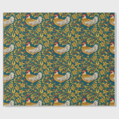 チキンゴールデン中世フローラル ラッピングペーパー (フラット)