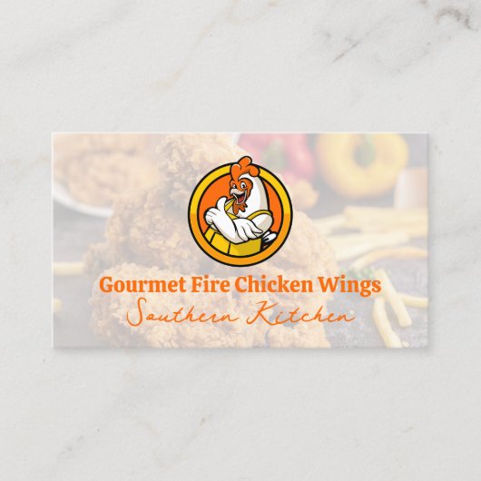 チキンサムアップカートゥーンイラストレーション | レストラン 名刺 (正面)