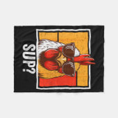 チキンサングルおもしろいズ動物農場農家男性W フリースブランケット (正面(横))