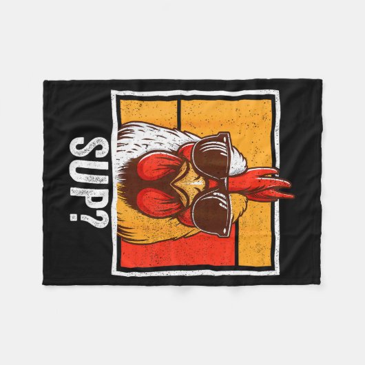 チキンサングルおもしろいズ動物農場農家男性W フリースブランケット (正面(横))