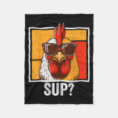 チキンサングルおもしろいズ動物農場農家男性W フリースブランケット (正面)