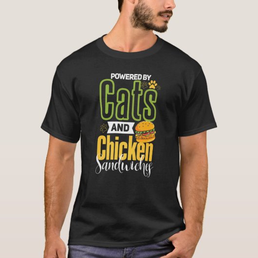チキンサンドイッチ ネコ チキンバーガー Tシャツ (正面)