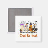 チキンシックまたは楽しいハロウィーンのコスチュームを遠くまで扱う マグネット (正面/裏面)