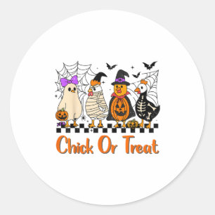 チキンシックまたは楽しいハロウィーンのコスチュームを遠くまで扱う ラウンドシール