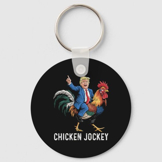 チキンジョッキートランプおもしろいミーム超現実的ユーモアTee キーホルダー (正面)