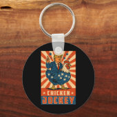 チキンジョッキートランプおもしろいミーム10 キーホルダー (正面)