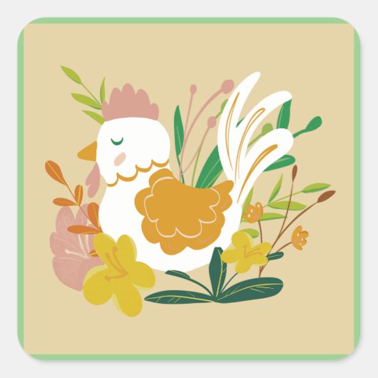 チキンステッカー スクエアシール (正面)