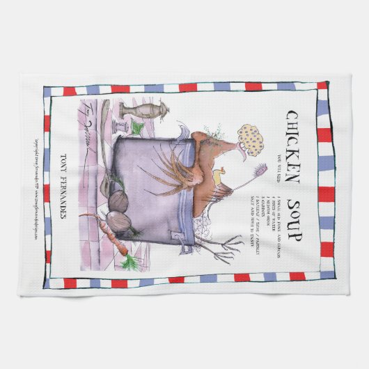 チキンスープのレシピ、贅沢なfernandesのteatowel キッチンタオル (横)